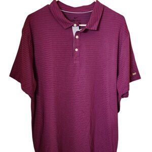 Nike Dri-Fit Golf Polo Shirt Men's Size XL Purple Zig Zag Striped Cotton Blend